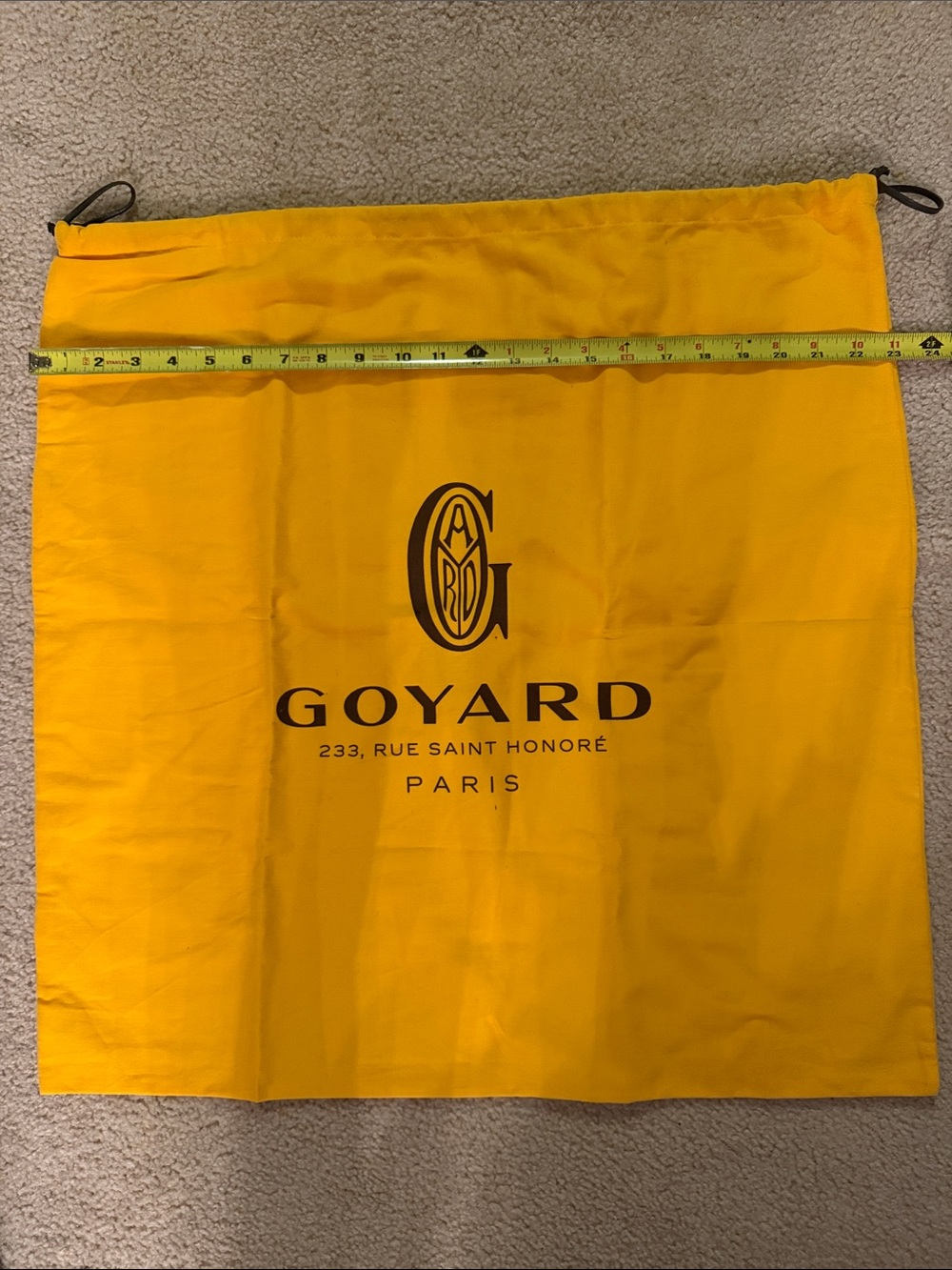 Goyard Bright Yellow Logo Drawstring Dust Bag
